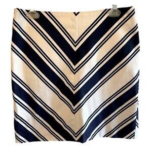 Talbots Blue/White Striped Canvas A-Line Zip Up Back Skirt Size 4